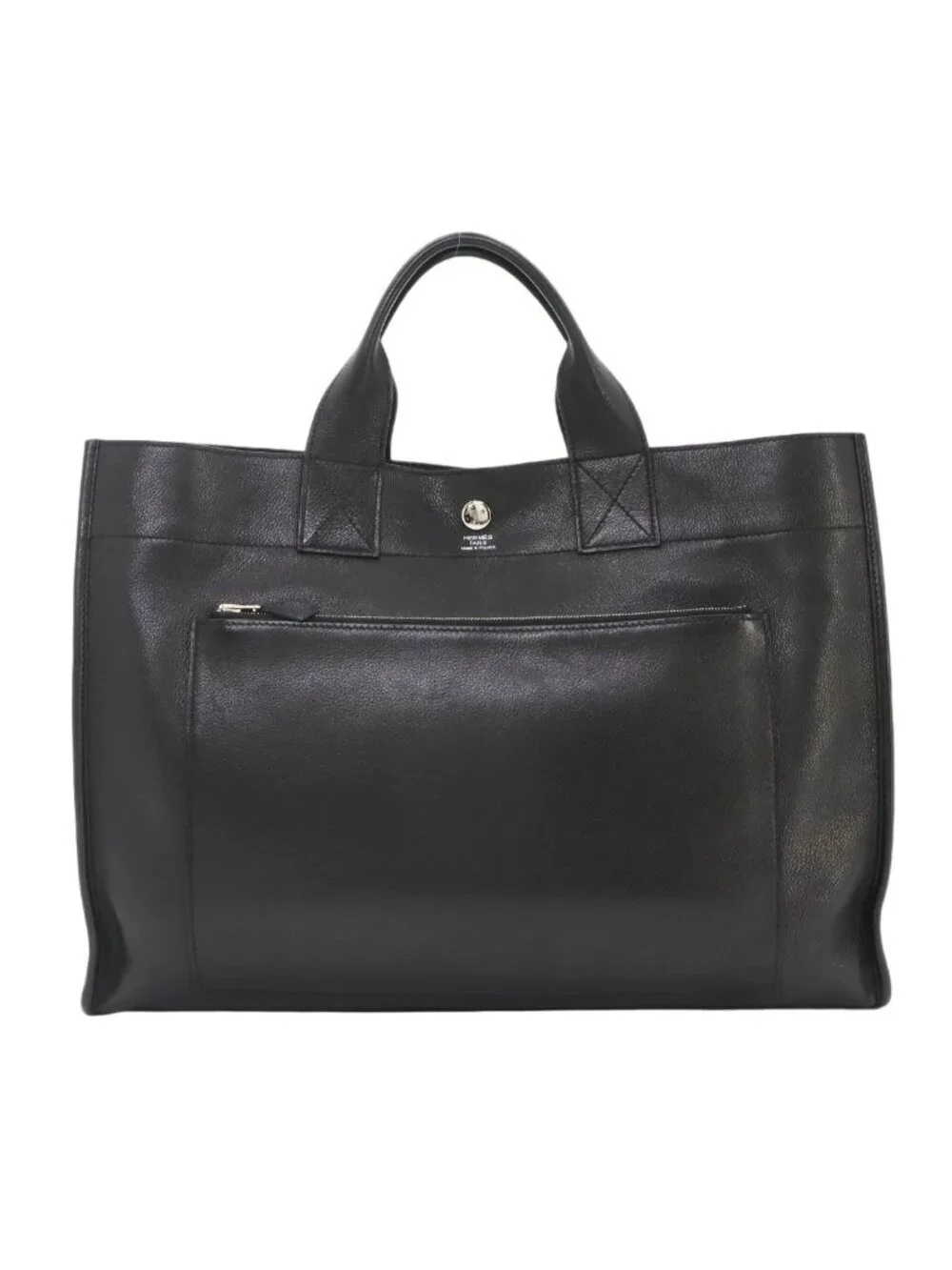 Hermes Sac Berlant Business Hand Bag Ever Gray Black Silver